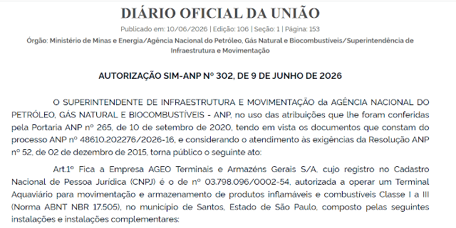 ANP oficializa empresa a operar terminal de combustíveis